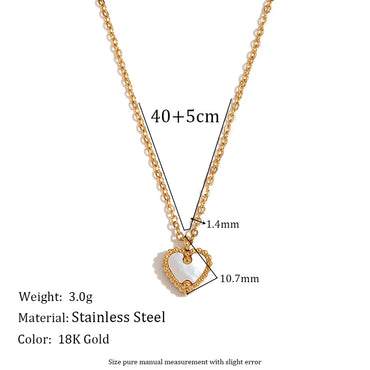 304 Stainless Steel 18K Gold Plated Sweet Simple Style Classic Style Plating Inlay Heart Shape Shell Bracelets Necklace