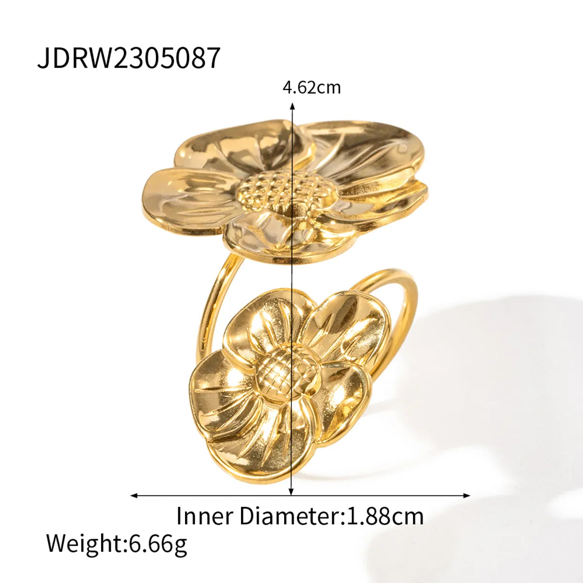 304 Stainless Steel 18K Gold Plated Vacation Sweet Plating Irregular Star Flower Open Rings