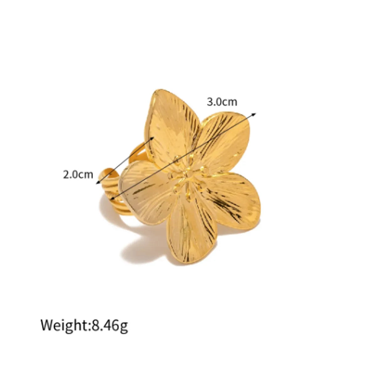 304 Stainless Steel 18K Gold Plated Vacation Sweet Plating Irregular Star Flower Open Rings