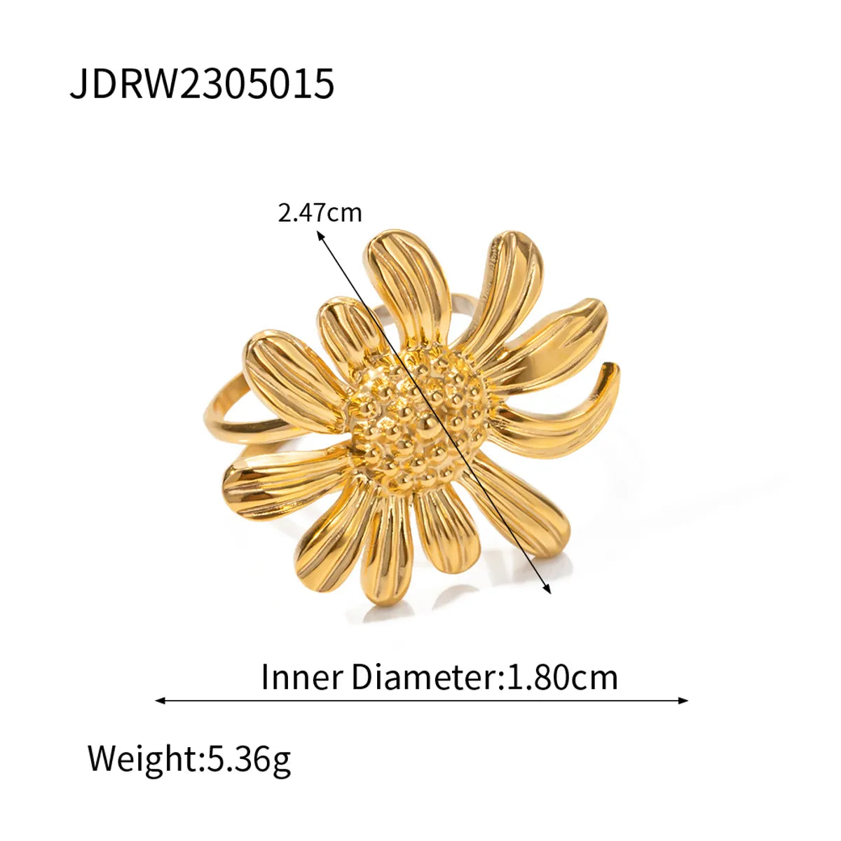 304 Stainless Steel 18K Gold Plated Vacation Sweet Plating Irregular Star Flower Open Rings