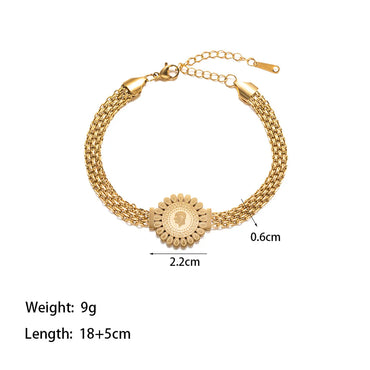 304 Stainless Steel 18K Gold Plated Vintage Style Classic Style Commute Polishing Plating Portrait Flower Bracelets