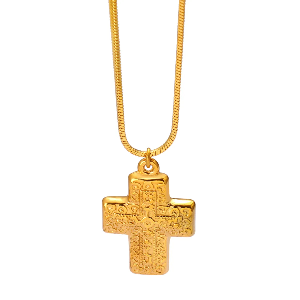 304 Stainless Steel 18K Gold Plated Vintage Style Cross None Pendant Necklace