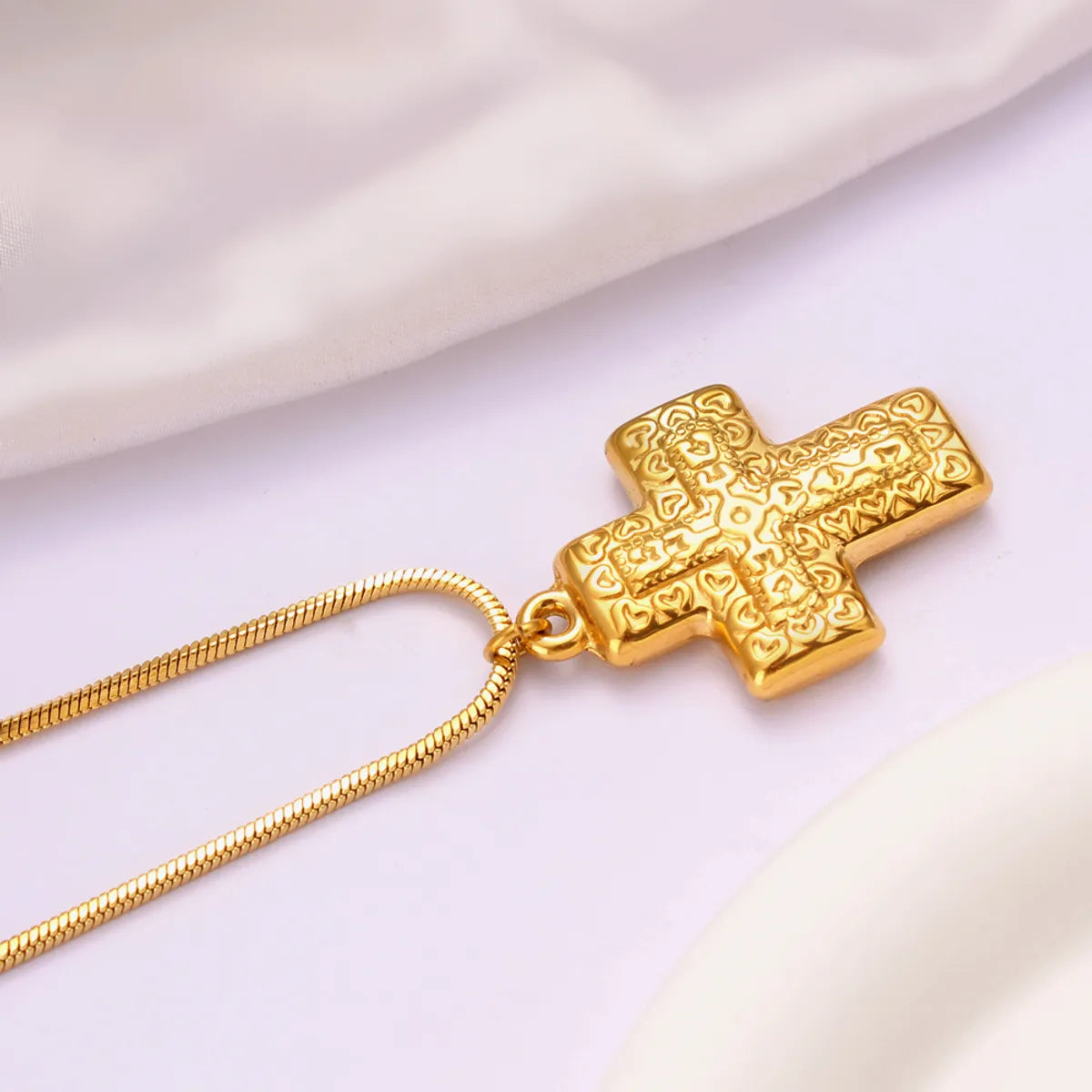 304 Stainless Steel 18K Gold Plated Vintage Style Cross None Pendant Necklace