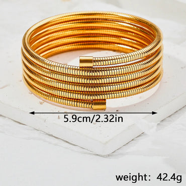 304 Stainless Steel 18K Gold Plated Vintage Style Plating Solid Color Bangle