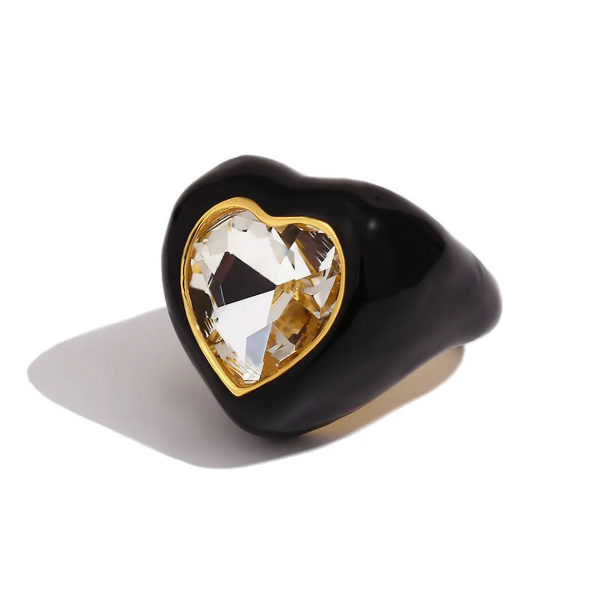 304 Stainless Steel 18K Gold Plated Vintage Style Simple Style Classic Style Plating Heart Shape Rings