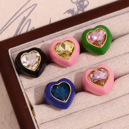 304 Stainless Steel 18K Gold Plated Vintage Style Simple Style Classic Style Plating Heart Shape Rings