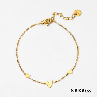 Wholesale Jewelry Modern Style Simple Style Heart Shape 304 Stainless Steel 316 Stainless Steel  No Inlaid 16K Gold Plated White Gold Plated Gold Plated Bracelets Anklet Necklace