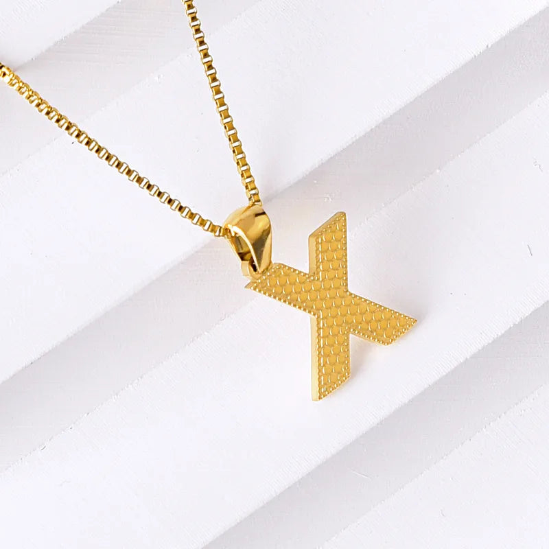 304 Stainless Steel 316 Stainless Steel  18K Gold Plated Basic Simple Style Classic Style Letter Pendant Necklace