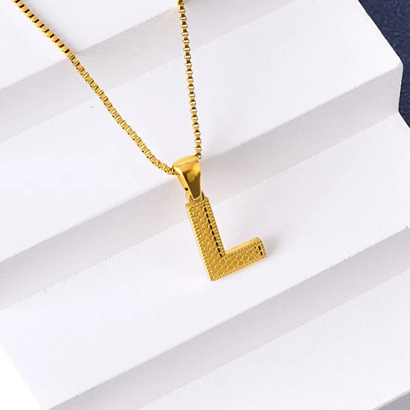 304 Stainless Steel 316 Stainless Steel  18K Gold Plated Basic Simple Style Classic Style Letter Pendant Necklace