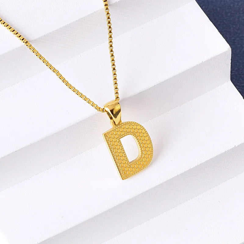 304 Stainless Steel 316 Stainless Steel  18K Gold Plated Basic Simple Style Classic Style Letter Pendant Necklace