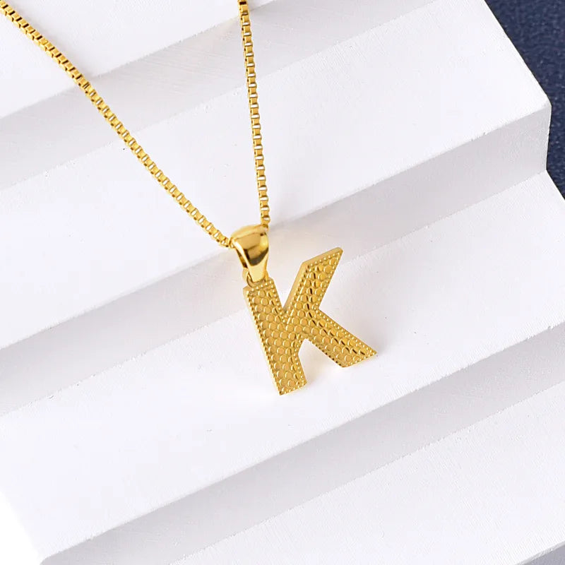 304 Stainless Steel 316 Stainless Steel  18K Gold Plated Basic Simple Style Classic Style Letter Pendant Necklace