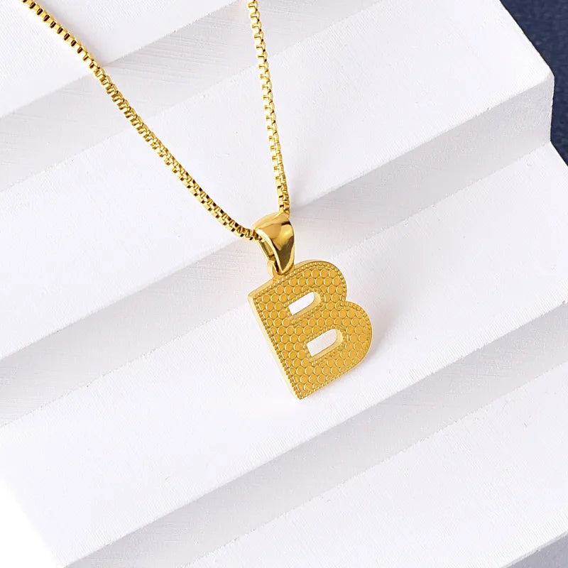 304 Stainless Steel 316 Stainless Steel  18K Gold Plated Basic Simple Style Classic Style Letter Pendant Necklace