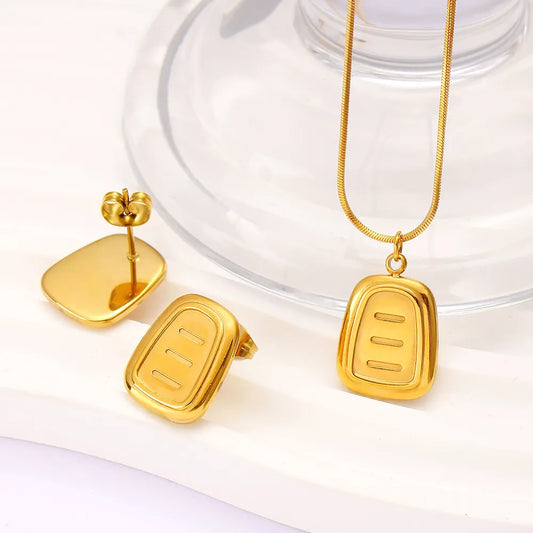 304 Stainless Steel 316 Stainless Steel  18K Gold Plated Modern Style Simple Style Classic Style Geometric Solid Color Earrings Necklace