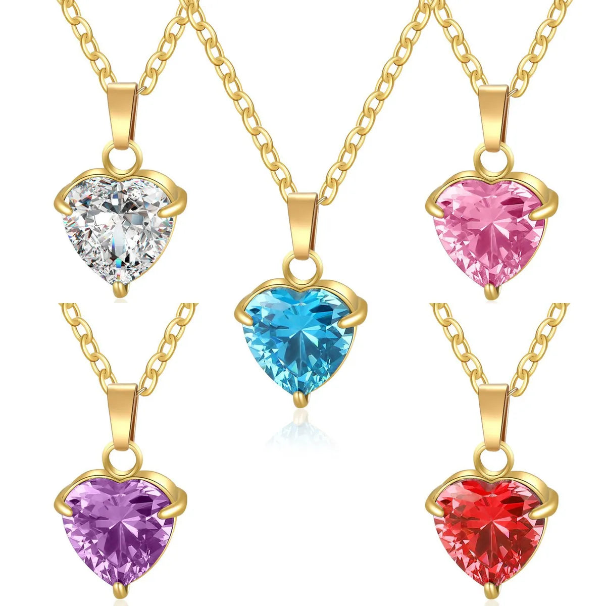 304 Stainless Steel 316 Stainless Steel  Simple Style Classic Style Inlay Heart Shape Zircon Pendant Necklace