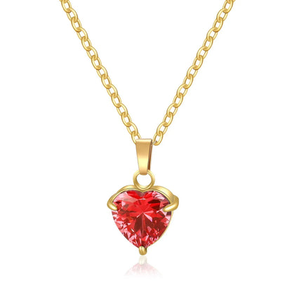 304 Stainless Steel 316 Stainless Steel  Simple Style Classic Style Inlay Heart Shape Zircon Pendant Necklace