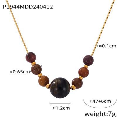 304 Stainless Steel Amazonite Agate 18K Gold Plated Casual Simple Style Commute Beaded Plating Round Oval Pendant Necklace Necklace