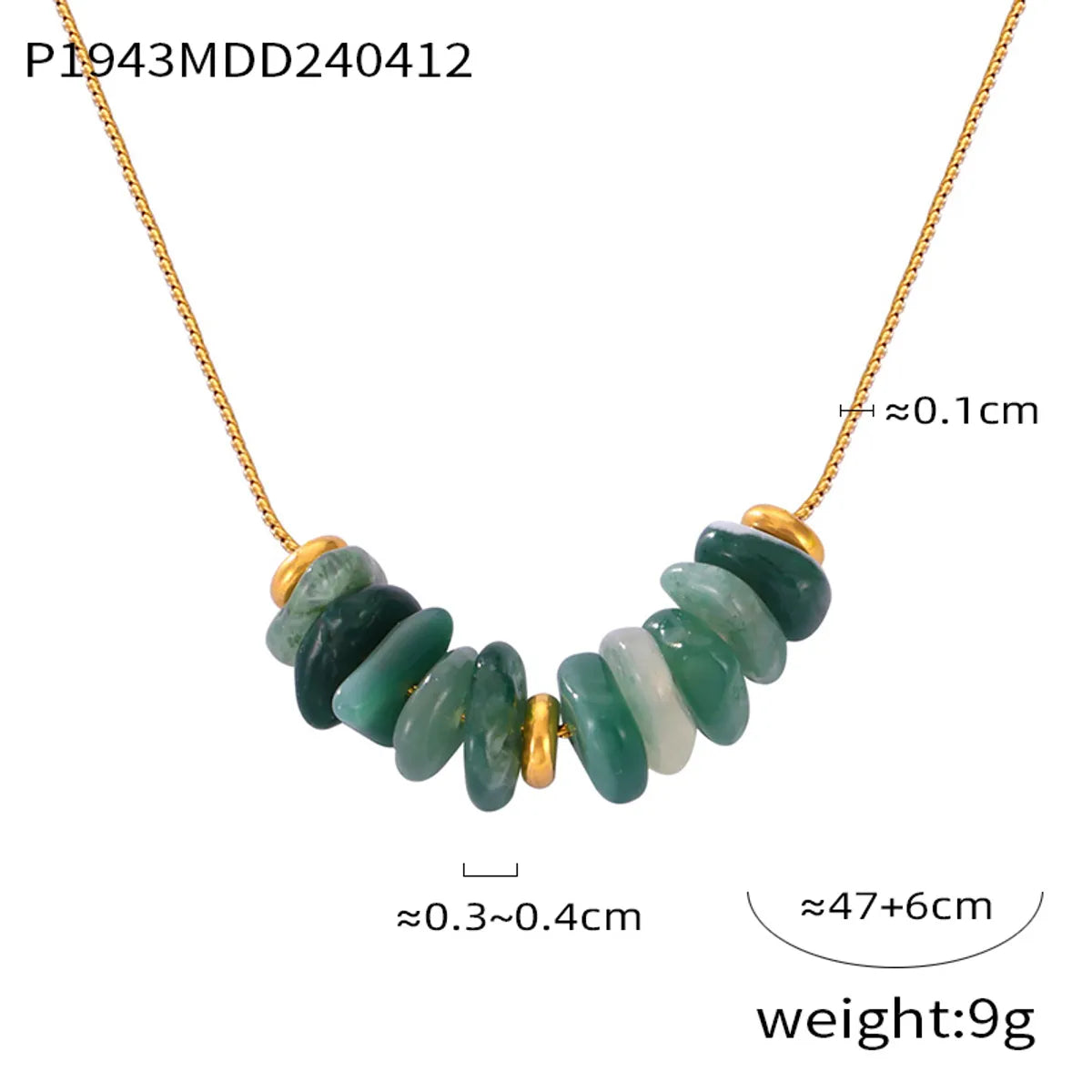 304 Stainless Steel Amazonite Agate 18K Gold Plated Casual Simple Style Commute Beaded Plating Round Oval Pendant Necklace Necklace