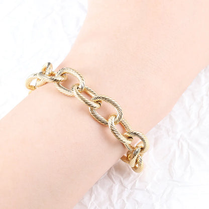 Basic Classic Style Commute Solid Color 18K Gold Plated Bracelets In Bulk