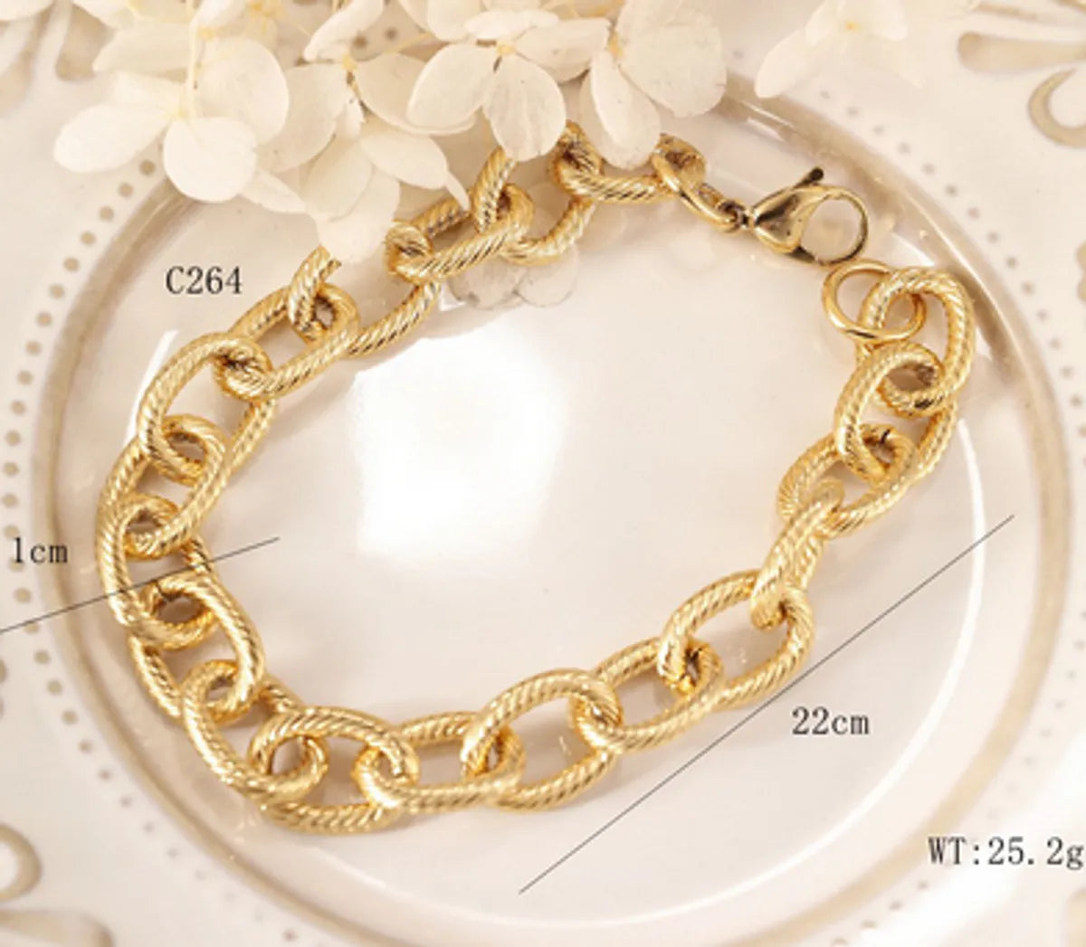 Basic Classic Style Commute Solid Color 18K Gold Plated Bracelets In Bulk