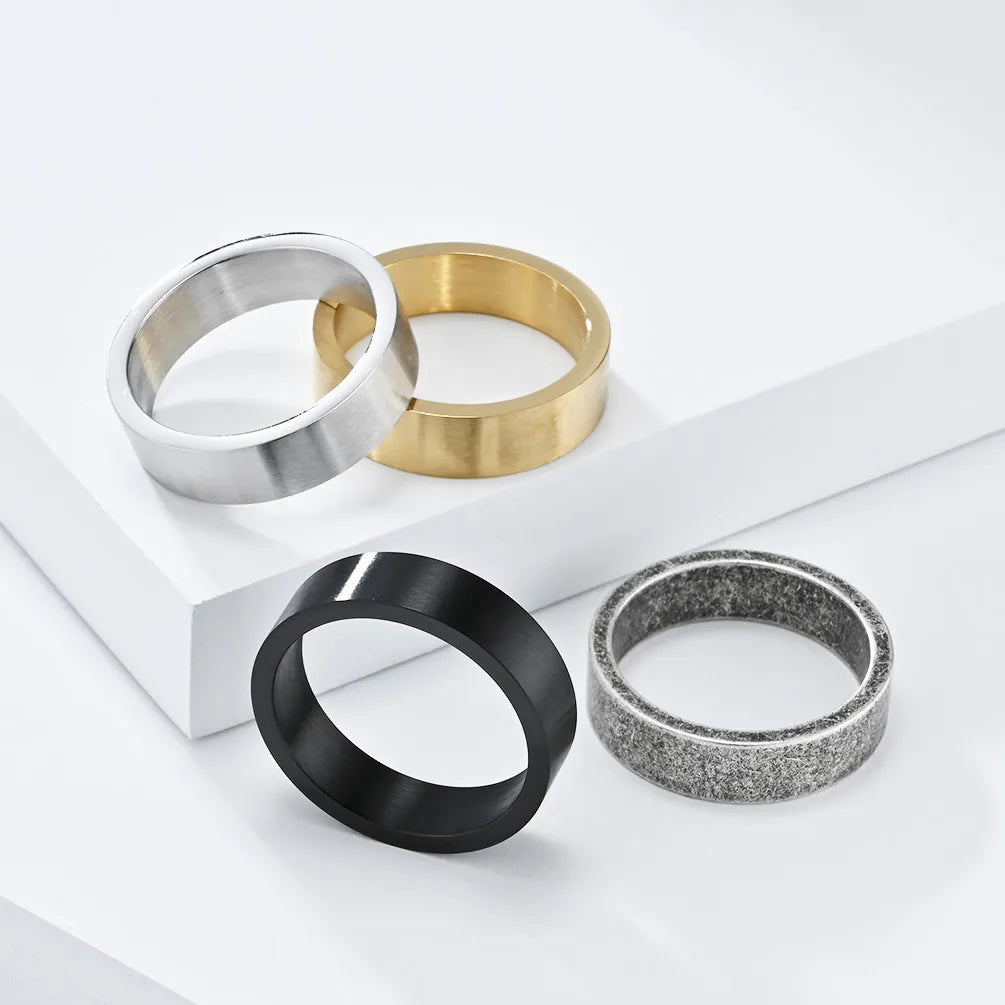 Wholesale Jewelry Basic Modern Style Classic Style Solid Color 304 Stainless Steel 18K Gold Plated Rings