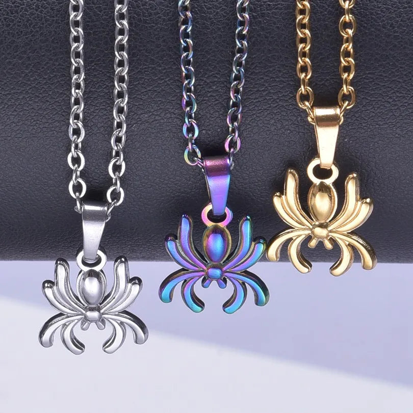 Wholesale Jewelry Basic Simple Style Classic Style Spider 304 Stainless Steel Plating Pendant Necklace