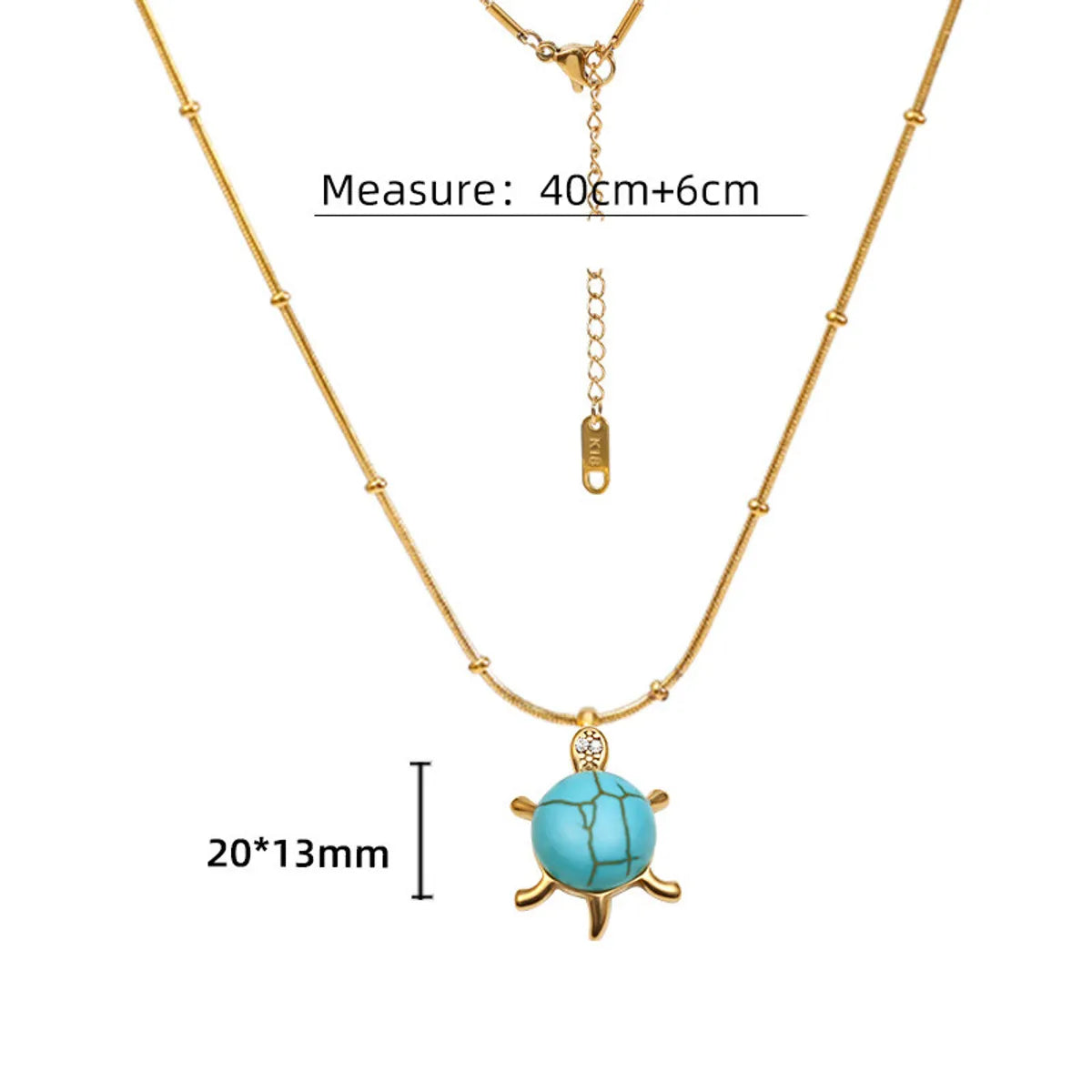 304 Stainless Steel Casual Cute Plating Tortoise Natural Stone Pendant Necklace