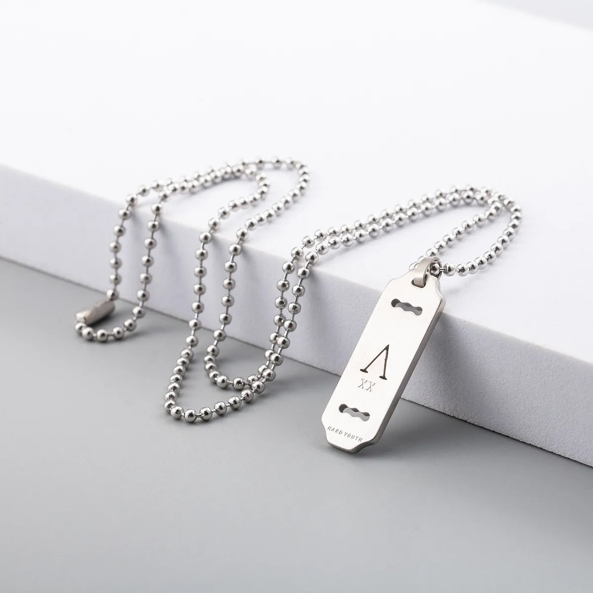 304 Stainless Steel Casual Hip-Hop Cool Style Polishing Hollow Out Geometric Letter Pendant Necklace