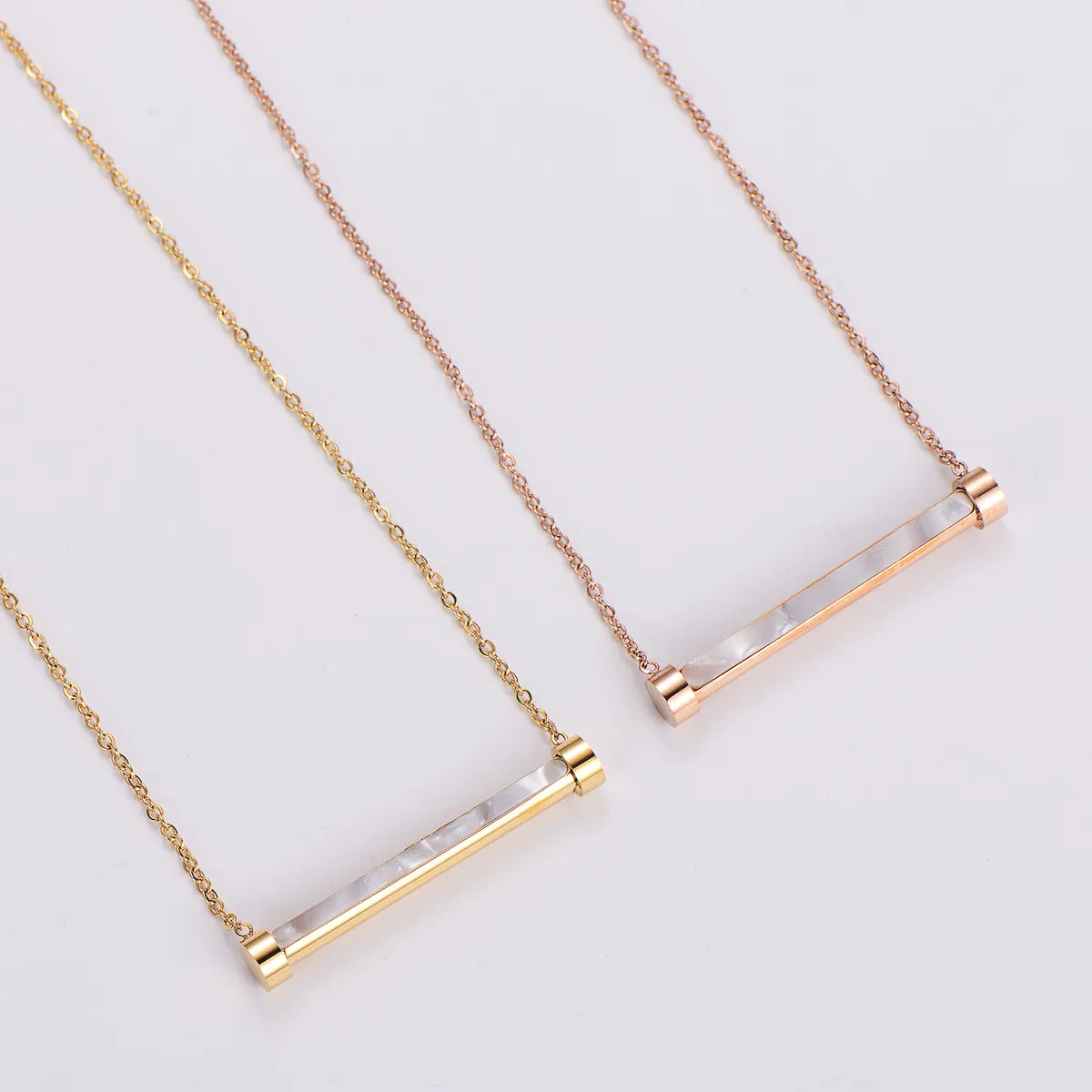 304 Stainless Steel Casual Inlay Solid Color Acrylic Pendant Necklace