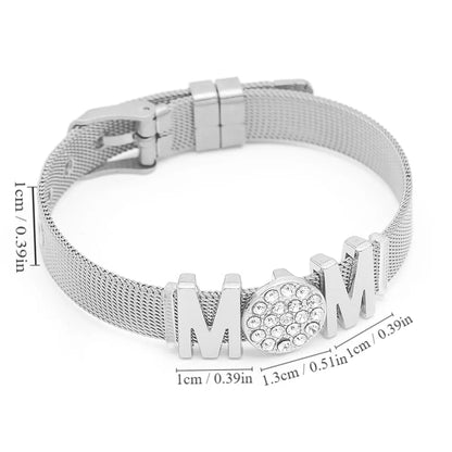 304 Stainless Steel Casual Modern Style Inlay Letter Rhinestones Wristband Bangle