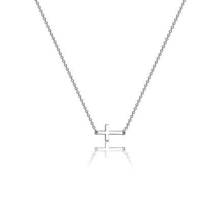 304 Stainless Steel Casual Simple Style Cross Double Layer Necklaces Pendant Necklace