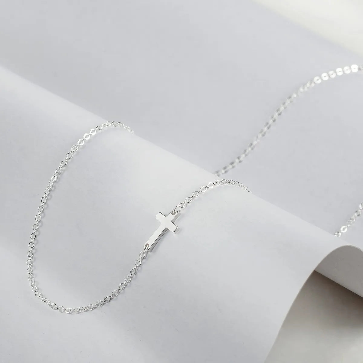 304 Stainless Steel Casual Simple Style Cross Double Layer Necklaces Pendant Necklace