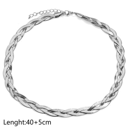 304 Stainless Steel Casual Simple Style Plating Braid Geometric Bracelets Necklace