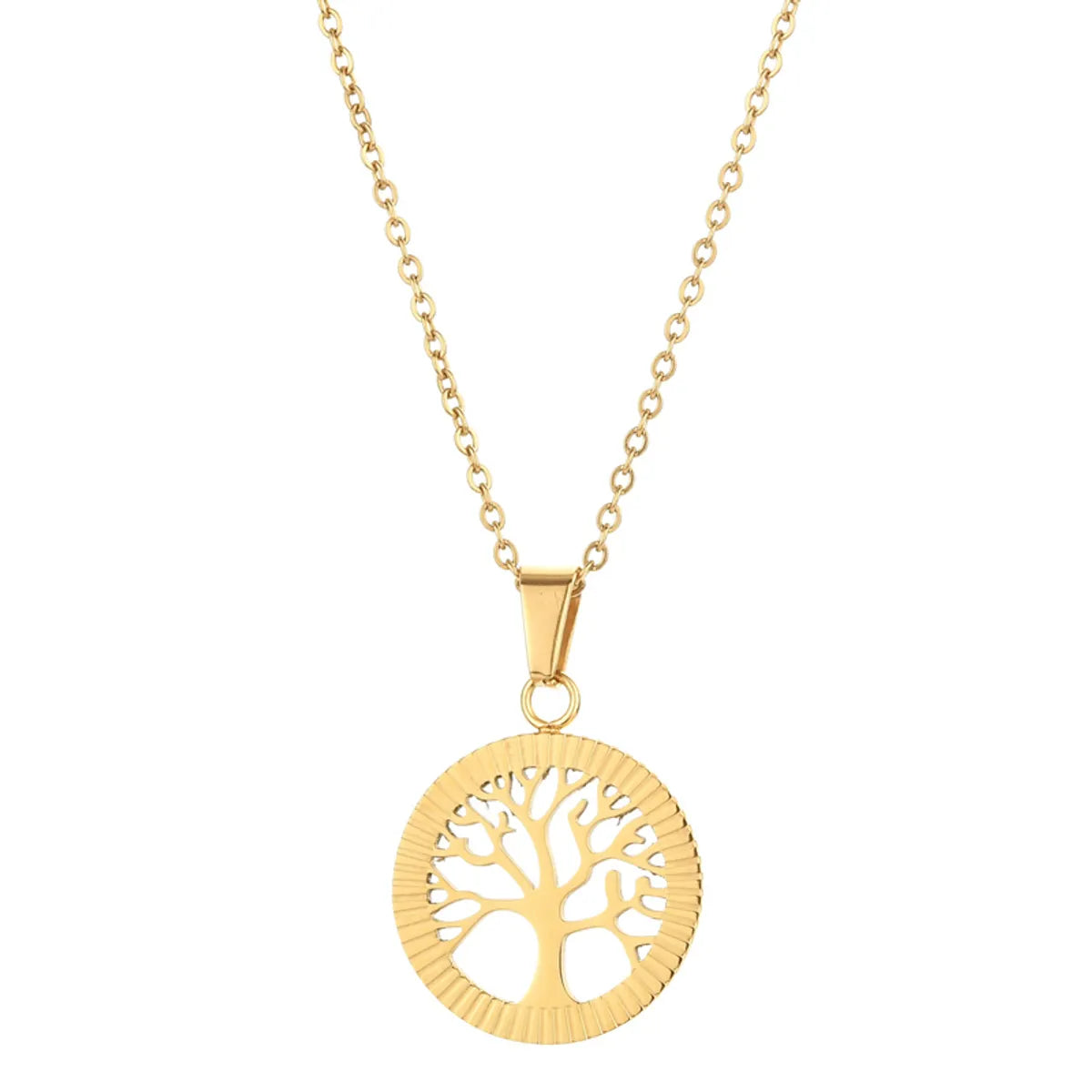 304 Stainless Steel Casual Simple Style Plating Life Tree Pendant Necklace