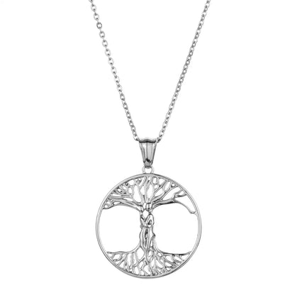 304 Stainless Steel Casual Simple Style Plating Life Tree Pendant Necklace