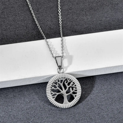 304 Stainless Steel Casual Simple Style Plating Life Tree Pendant Necklace