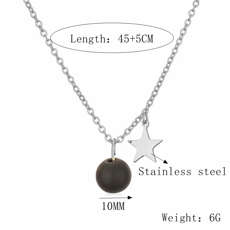 Wholesale Jewelry Casual Simple Style Star 304 Stainless Steel Natural Stone Plating Pendant Necklace