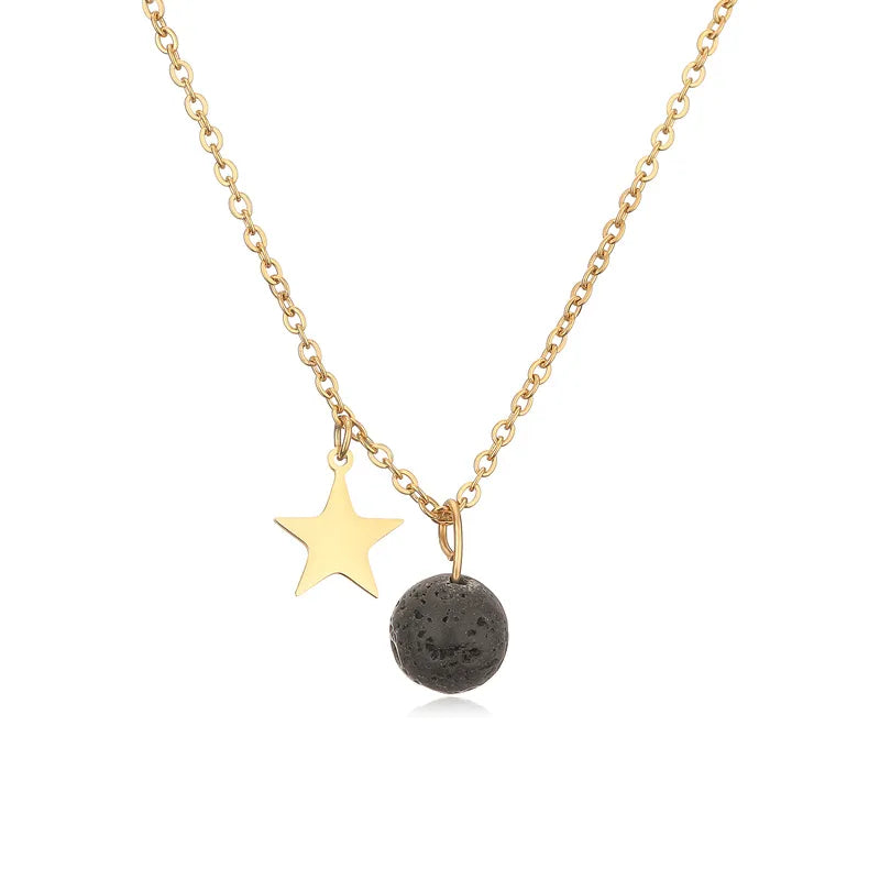 Wholesale Jewelry Casual Simple Style Star 304 Stainless Steel Natural Stone Plating Pendant Necklace