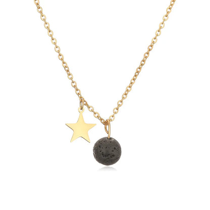 Wholesale Jewelry Casual Simple Style Star 304 Stainless Steel Natural Stone Plating Pendant Necklace