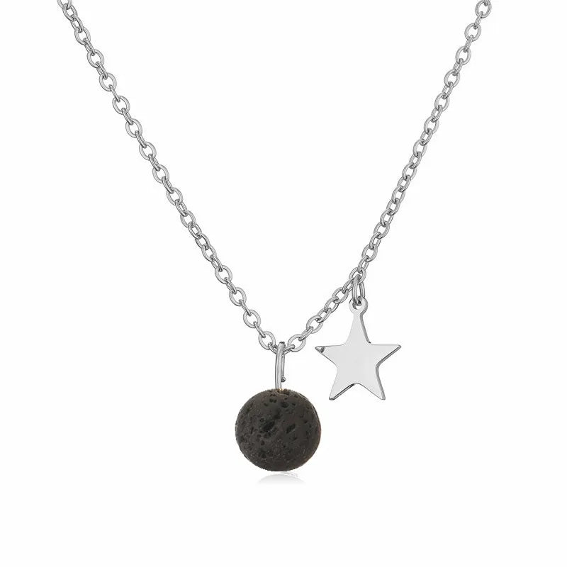 Wholesale Jewelry Casual Simple Style Star 304 Stainless Steel Natural Stone Plating Pendant Necklace