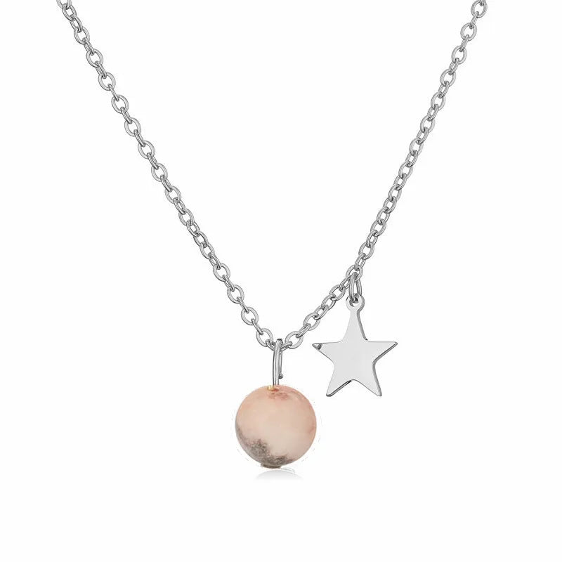 Wholesale Jewelry Casual Simple Style Star 304 Stainless Steel Natural Stone Plating Pendant Necklace