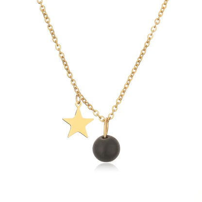 Wholesale Jewelry Casual Simple Style Star 304 Stainless Steel Natural Stone Plating Pendant Necklace