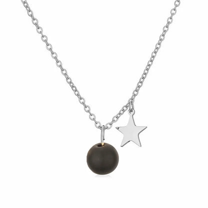 Wholesale Jewelry Casual Simple Style Star 304 Stainless Steel Natural Stone Plating Pendant Necklace