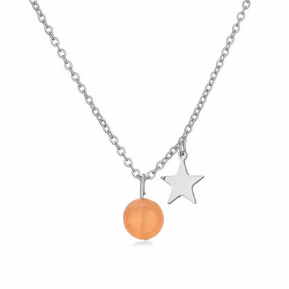 Wholesale Jewelry Casual Simple Style Star 304 Stainless Steel Natural Stone Plating Pendant Necklace