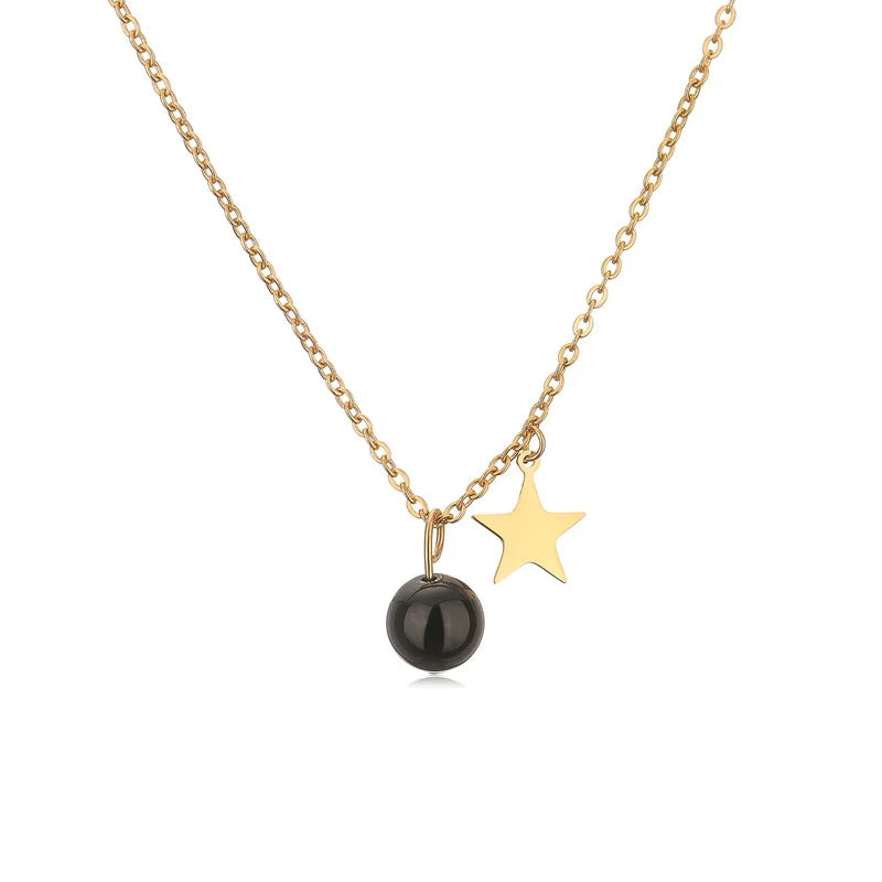 Wholesale Jewelry Casual Simple Style Star 304 Stainless Steel Natural Stone Plating Pendant Necklace