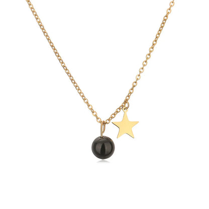 Wholesale Jewelry Casual Simple Style Star 304 Stainless Steel Natural Stone Plating Pendant Necklace