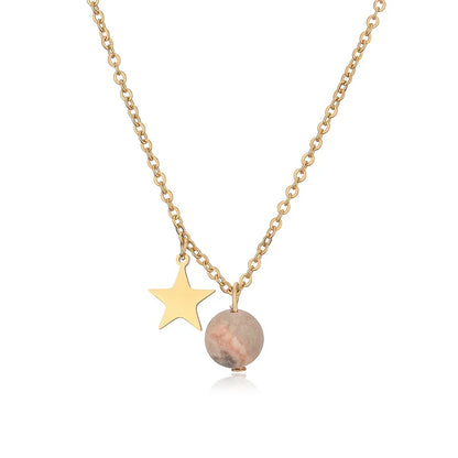 Wholesale Jewelry Casual Simple Style Star 304 Stainless Steel Natural Stone Plating Pendant Necklace