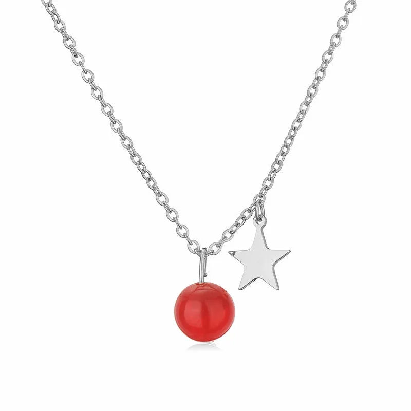 Wholesale Jewelry Casual Simple Style Star 304 Stainless Steel Natural Stone Plating Pendant Necklace