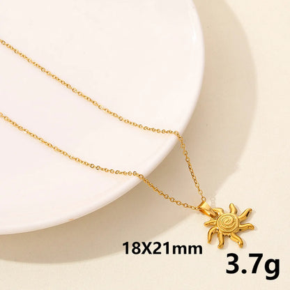 304 Stainless Steel Casual Simple Style Plating Sun Moon Heart Shape Pendant Necklace