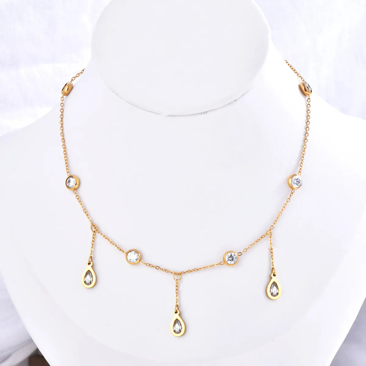 304 Stainless Steel Casual Simple Style Water Droplets Necklace