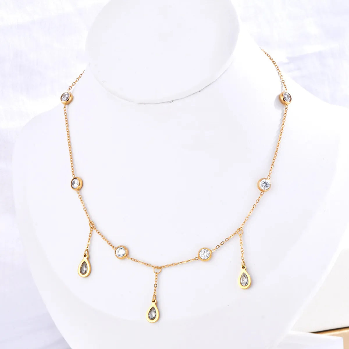 304 Stainless Steel Casual Simple Style Water Droplets Necklace